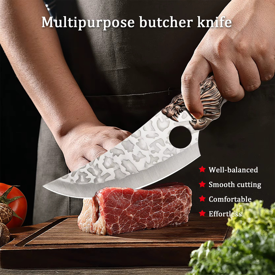WXCOO Handgeschmiedetes Allzweckmesser mit Holzscheide für Fleisch, Fisch und Obst - Bild 3