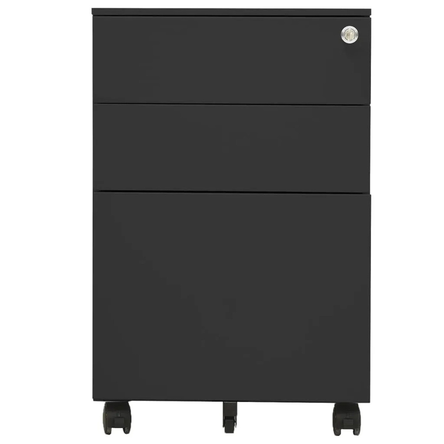 vidaXL Aktenschrank aus Stahl mit Rollen und Schloss in Anthrazit, B/T/H: 39 x 45 x 60 cm - Bild 2