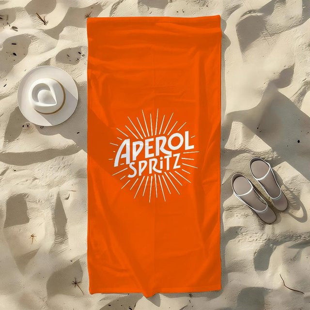 Ka Chen Mutong Schnelltrocknendes Strandtuch mit Aperol Spritz Motiv, Weiß und Orange, B: 40 cm, H: 60 cm - Bild 1