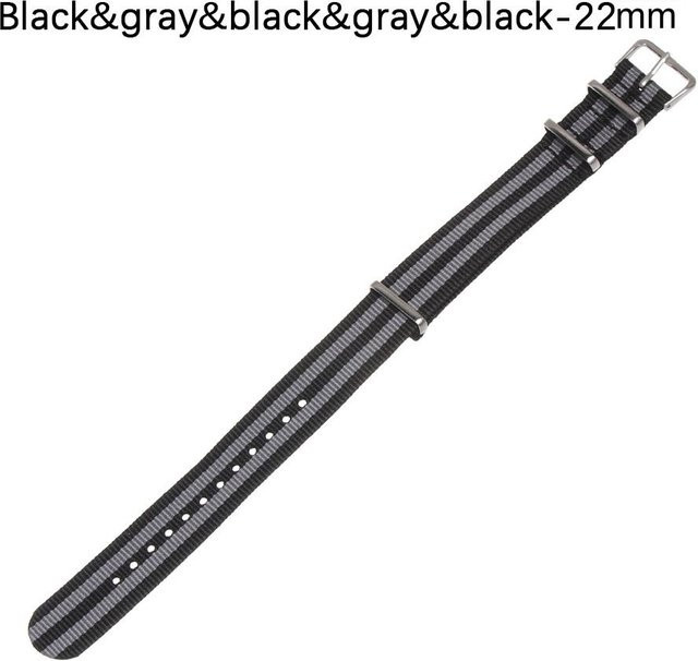 Uhrenarmband Sport Loop, Nylon, 18 20 22 mm, schwarz/grau, Herren - Bild 1