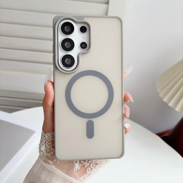 MagSafe Skin Feel Hülle für Samsung Galaxy A57 A56 A55 A54 A37 A36 A35 A27 A26 A25 A17 A16 A15 A07 A06 mit Acryl-Rückseite in Grün und Beige - Bild 1