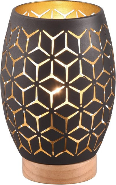 Reality Tischleuchte Bidar in Schwarz-Gold aus Metall und Holz - Bild 1