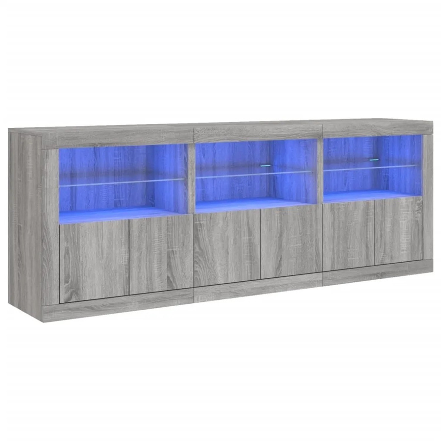 vidaXL Sideboard modern in Grau Sonoma mit integrierter LED-Beleuchtung, B/T/H: 181,5 x 37 x 67 cm - Bild 2