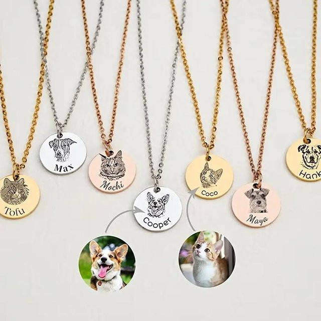 Halskette mit Hundekopf-Anhänger, Edelstahl, Silber, Unisex - Bild 1