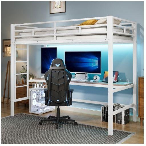 MUVOE Hochbett für Kinder aus Metall in Weiß, B/T: 90 x 200 cm - Bild 1