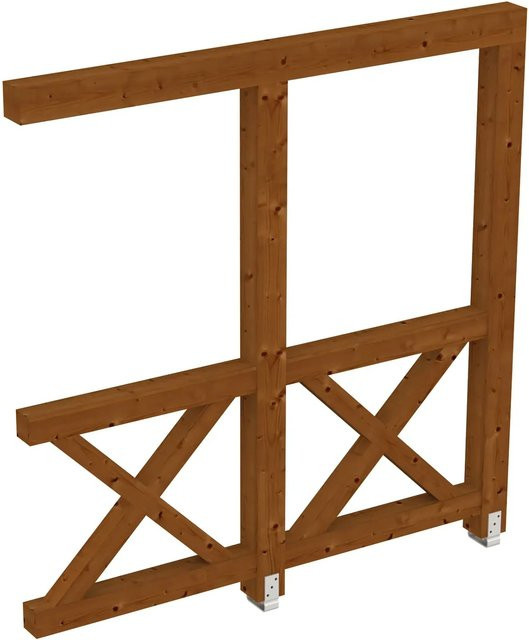Skan Holz Seitenwand mit Andreaskreuz aus Fichte in Nussbaum, B: 205 cm, H: 210 cm - Bild 1