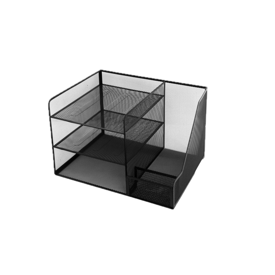 Relaxdays Schreibtisch Organizer aus Stahl in Schwarz mit 5 Ablagen und Mesh-Design, B/T/H: 37 x 23,5 x 30,5 cm - Bild 2