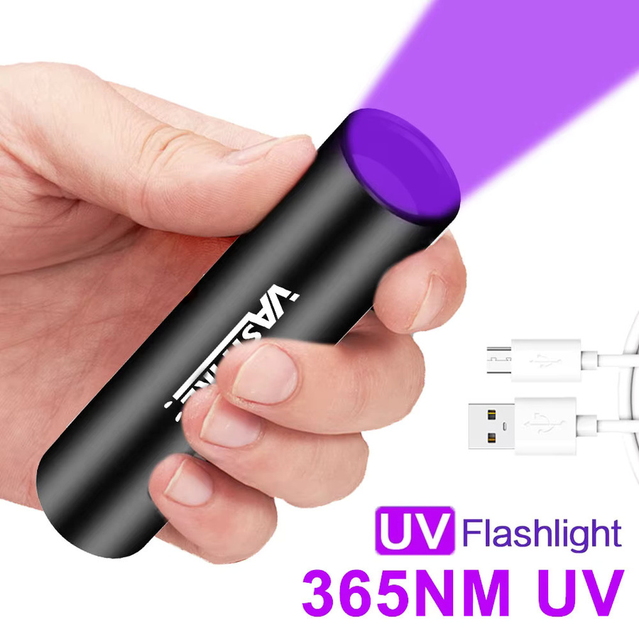 VASTFIRE UV-Schwarzlicht-Taschenlampe 365 nm, wiederaufladbare lila UV-Taschenlampe zum Detektieren von Flecken - Bild 3