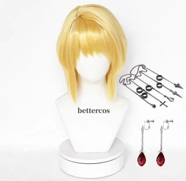Kurapika Cosplay Perücke, kurz, goldblond, synthetisch, mit Perückenkappe - Bild 1