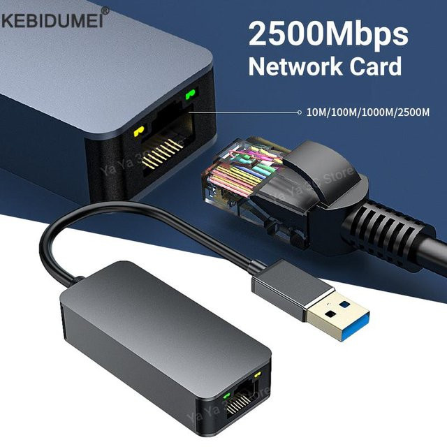 USB-C auf RJ45 Ethernet Adapter von kebidumei, 2.5 Gbit/s LAN Netzwerkkarte mit USB 3.0, Farbe: Grau - Bild 1