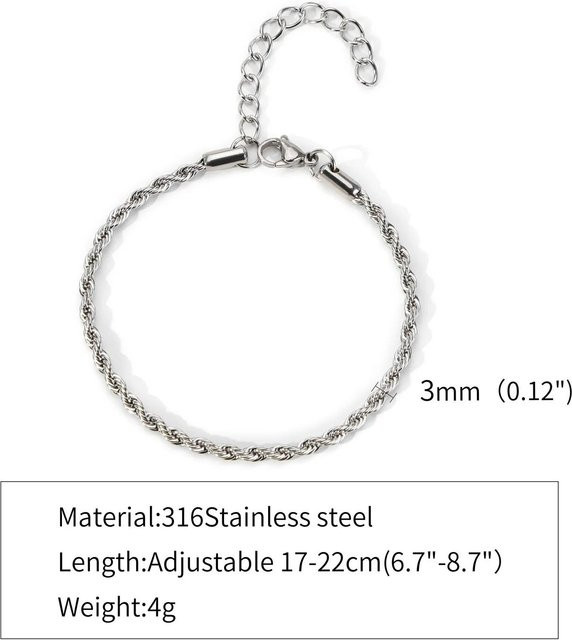 YIRAN Armband Edelstahl, Gold, Seilkette, Damen Herren - Bild 1
