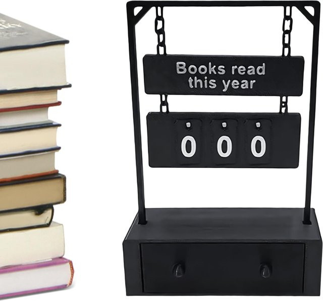 Schreibtischschild zur Zielverfolgung für deine Leseherausforderung, Motivations-Display für Kinder und Erwachsene, Schwarz, Metall, Rechteckig - Bild 1