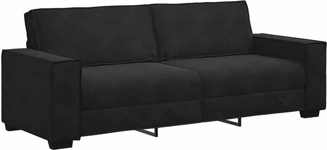 vidaXL 3-Sitzer-Sofa in Schwarz aus Samt mit Armlehnen, Breite: 220 cm, Tiefe: 84 cm, Höhe: 78 cm - Bild 1