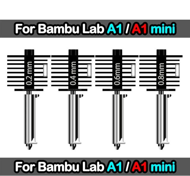 Bambu Lab Hotend Montage-Set mit austauschbaren Düsen für 0,2 mm, 0,4 mm, 0,6 mm und 0,8 mm für A1 und A1 Mini 3D-Drucker - Bild 1