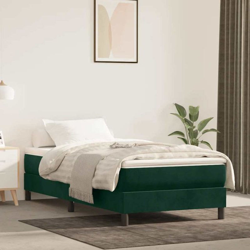 Vidaxl Polsterbett aus Samt in Grün, B/T/H: 90 x 200 cm - Bild 1