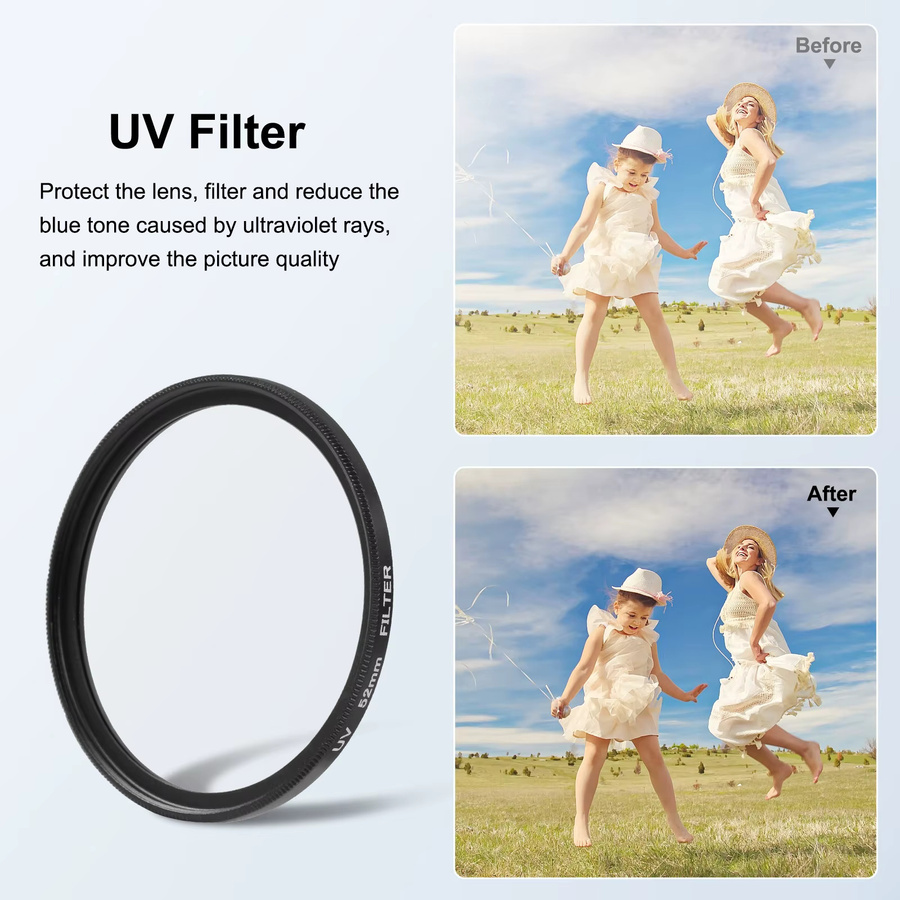 PULUZ UV-Objektivfilter-Adapterring mit Objektivabdeckung für Insta360 Ace Pro und Insta360 Ace Pro 2, 52 mm, Schwarz - Bild 3