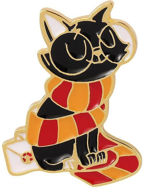 LChome Anstecknadel Magische Katze, Hartemaille, Schwarz, Goldfarben - Bild 1