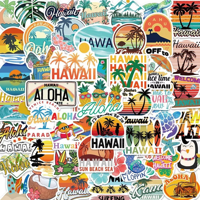 GOGOTU Hawaiian Sommer Urlaub Cartoon Aufkleber, 50-teiliges Set, multicolour - Bild 1