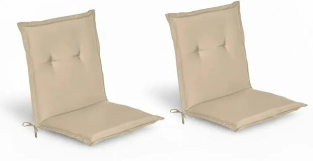 Beautissu 2er Set Niedriglehner Auflagen Loft in Natur Beige B: 100 cm, T: 50 cm, H: 6 cm - Bild 1