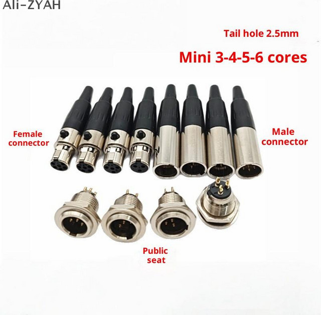 JETTING Mini XLR Audio Stecker in Silber für Mikrofonkabel (3/4/5/6 Pin, männlich oder weiblich) - Bild 1