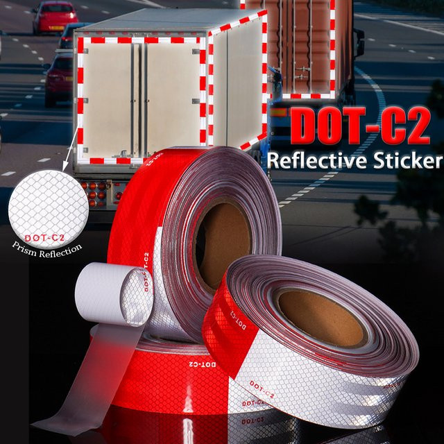 Dot-C2 reflektierendes Klebeband in Rot-Weiß aus PET-Mikroprisma als wasserdichte Sicherheitswarnfolie für LKW - Bild 1