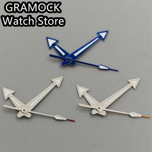GRAMOCK Uhrzeiger, silberblau, grün leuchtend, Edelstahl, Unisex - Bild 1