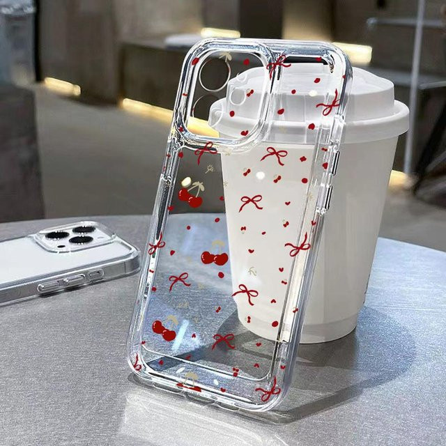Kirsch-Handyhülle mit Schleifen für Xiaomi Redmi Note und Poco Modelle, transparent - Bild 1