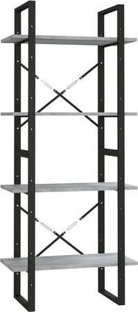 vidaXL Bücherregal im Industrial-Design aus Holz und Metall, Grau, B/T/H: 60 x 30 x 140 cm