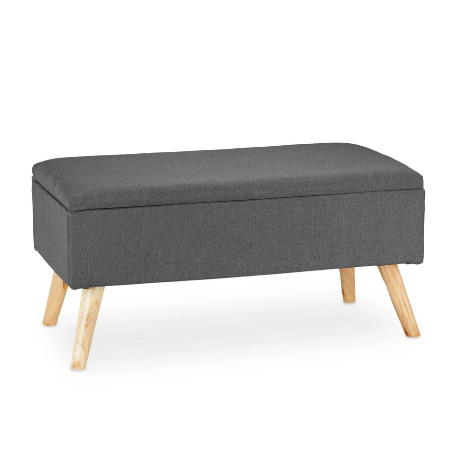 Relaxdays Sitzbank mit Stauraum aus Stoff in Grau, B/T/H: 79,5 x 39,5 x 39,5 cm - Bild 2