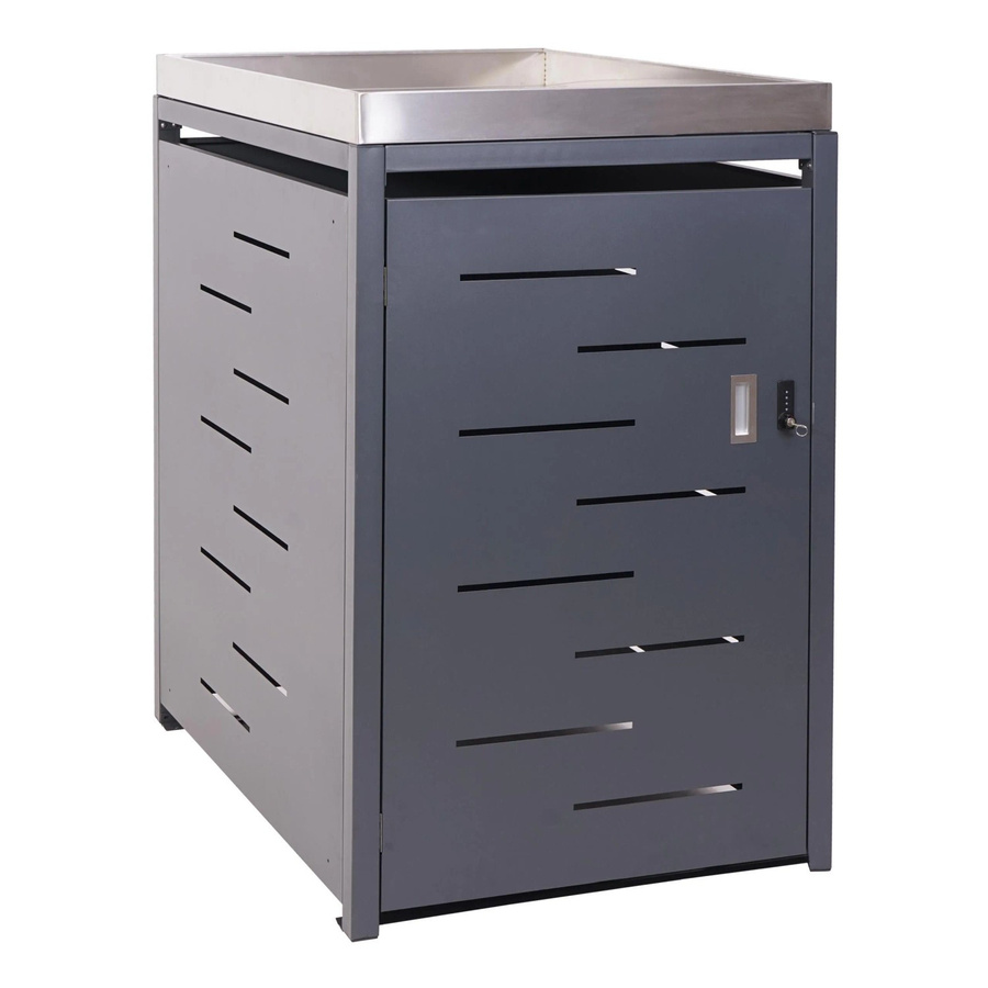MCW 1er-Mülltonnenverkleidung H40 Mülltonnenbox und Pflanzkasten aus Edelstahl und Metall in Anthrazit, B/T/H: 125 x 69 x 84 cm - Bild 3