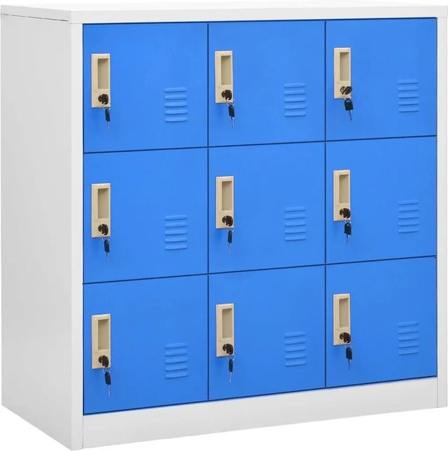vidaXL Schließfachschränke Set aus Stahl, 5 Stück, Hellgrau und Blau, B/T/H: 90 x 45 x 92,5 cm - Bild 1