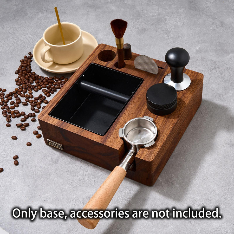 TREELF 3 in 1 Espresso-Knockbox und Tamping Station mit Anti-Druck-Pad für 51/54mm Siebe, Braun - Bild 2