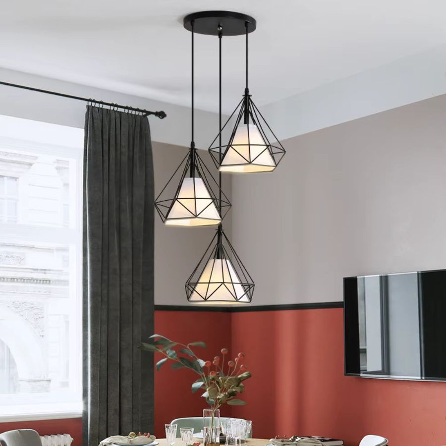COOINJOY Pendelleuchte Modern Vintage aus Metall in Schwarz mit 3 E27 Fassungen - Bild 4