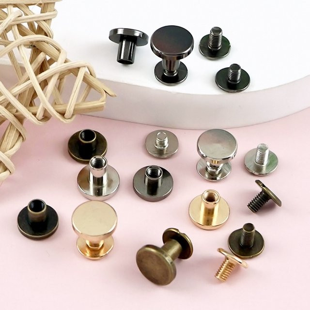 Meetee Flachkopf Metall Nägel und Schnallen in Gold für DIY Hardware Zubehör, 5-8mm - Bild 1