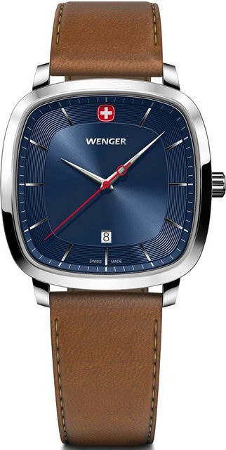 Wenger Herrenuhr, Quarz, Edelstahl, Blau, 37 mm, 5 ATM - Bild 1