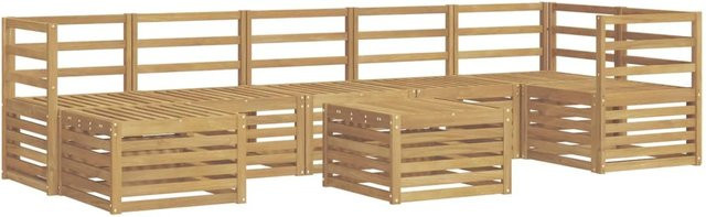 vidaXL Outdoor-Sofagarnitur aus Akazienholz in Weiß, 8-teiliges L-Shape Set mit Tisch und Hocker, B/T/H: 59 x 59 x 37 cm - Bild 1
