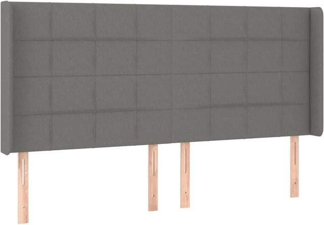 vidaXL Kopfteil mit Ohren Dunkelgrau Stoff B: 163 cm, T: 16 cm, H: 118 cm - Bild 1