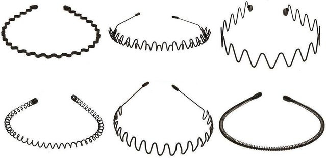 Haarband Metall, 6 Stück, Schwarz, Herren - Bild 1