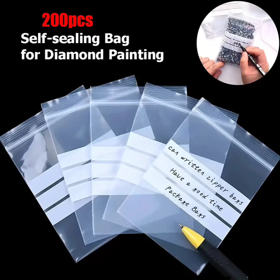 200 Stück transparente selbstklebende Plastiktüten mit Reißverschluss als beschreibbare Aufbewahrungsbeutel für Schmuck, Perlen und Edelsteine - Bild 4