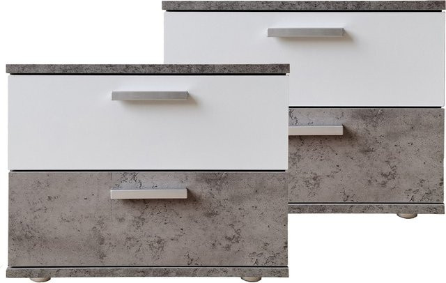HTI-Living Nachtschrank Nina 2er Set aus Beton in Weiß - Bild 1