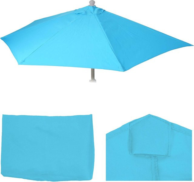 MCW Ersatzbezug für halbrunden Sonnenschirm Lorca in Türkis mit UV-Schutz UPF 50+ aus Polyester, Durchmesser: 260 cm - Bild 1