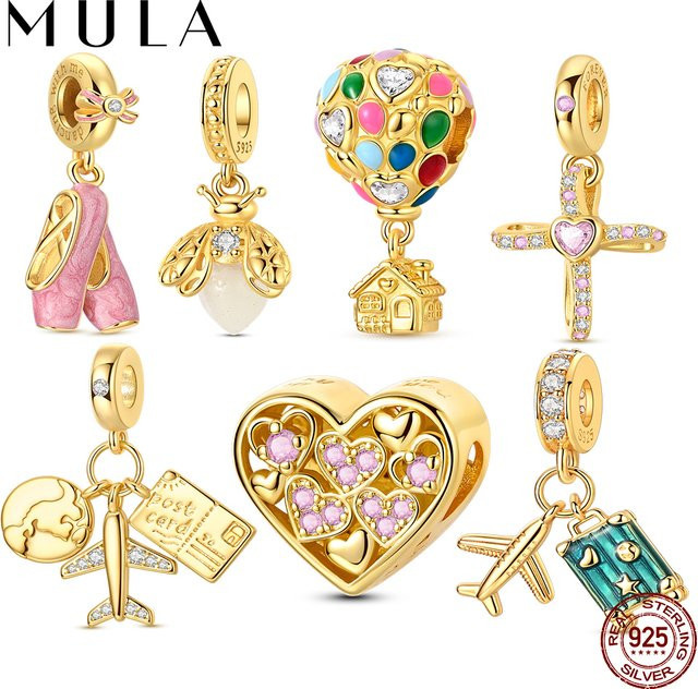 MULA Anhänger 925 Silber, Gold, Perle, Zirkonia, Damen - Bild 1