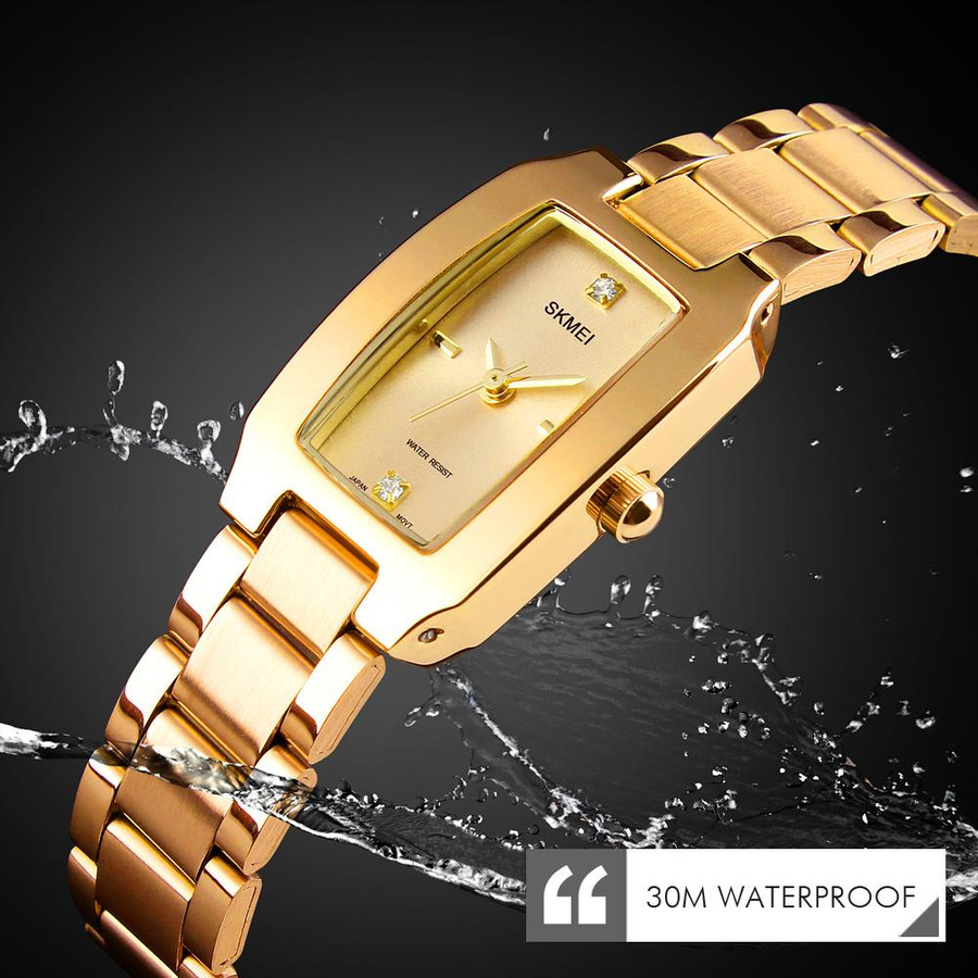 SKMEI Armbanduhr Quarz, Edelstahl, Gold, Damen - Bild 2
