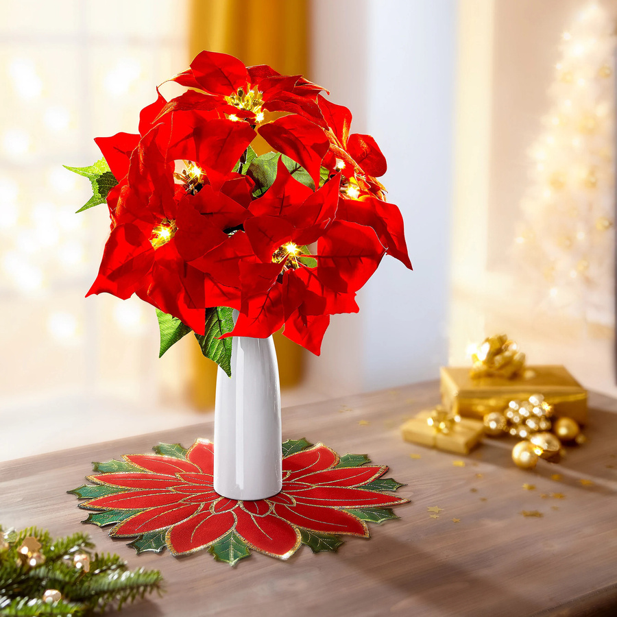 Viva Domo LED-Weihnachtsstrauß in Rot und Multicolour mit Keramikvase - Bild 2