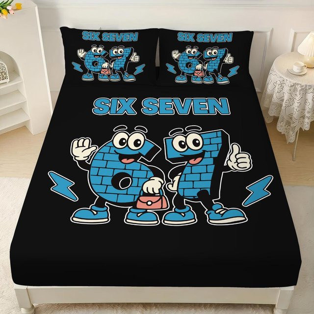 Flylo Spannbettlaken im Graffiti-Stil mit Spielcontroller-Design, Schwarz, B/T: 100 x 200 cm, Höhe: 30 cm - Bild 1