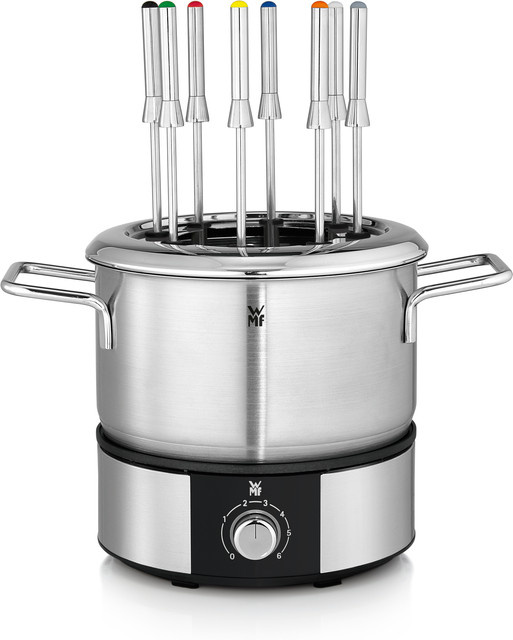 WMF Lono Fondue elektrisches Fleischfondue aus Edelstahl mit 8 Fonduegabeln und manueller Temperatureinstellung, Silber - Bild 1