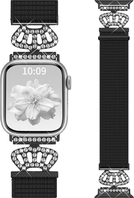 Creative Crown Uhrenarmband, Textil/NATO, Pink, Schwarz, kompatibel mit Apple Watch 38 mm, 40 mm, 41 mm, 42 mm, 44 mm, 49 mm, 46 mm - Bild 1