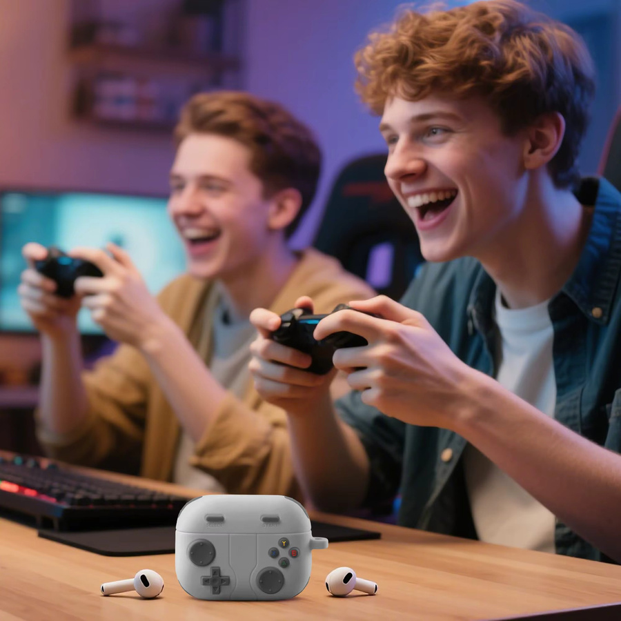 3D-Spielhülle aus weichem Silikon für AirPods Pro 2, Pro 4 und AirPods 4 inklusive Lanyard in Schwarz - Bild 5