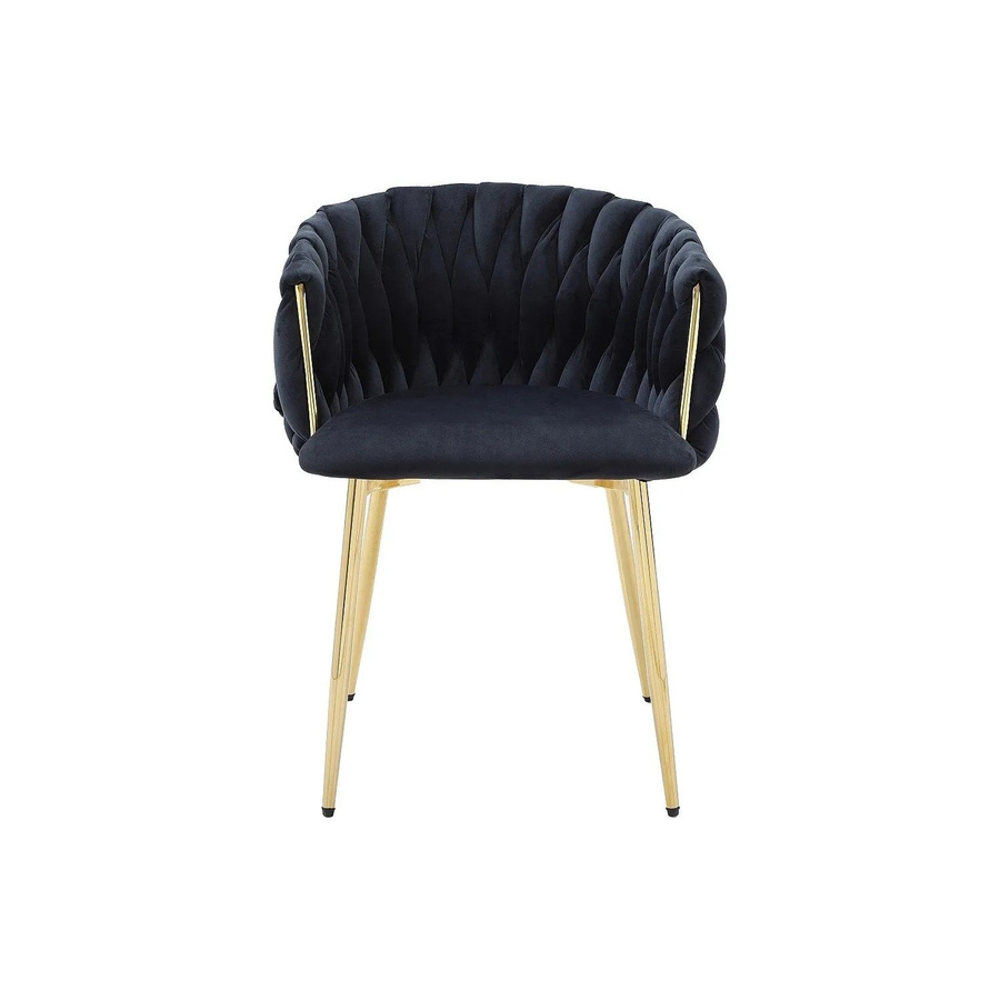 Vente-unique Elegano Stuhl in Schwarz aus Samt und Metall im Art Deco Stil, Höhe: 57 cm - Bild 2