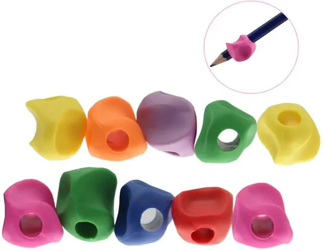 10er Set Silikon Stifthalter als Schreibhilfe für Kinder in Multicolour - Bild 1